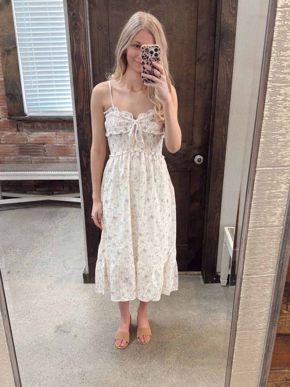 ADORA Cream Midi Dress with Lavender Floral Print - Picture 2 of 4